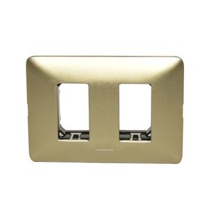 PLACA+SOP. 2 MOD. ALUMINIO COLOR CHAMPAGNE