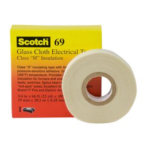 CINTA FIBRA D/VIDRIO C/ADHESIVO SCOTCH 69 3/4X20M CLASE H