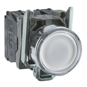 PULSADOR LUMINOSO RASANTE BLANCO C/LED PROTECTED 24V AC/DC, 1NA+1NC IP65 Ø 22MM, HARMONY