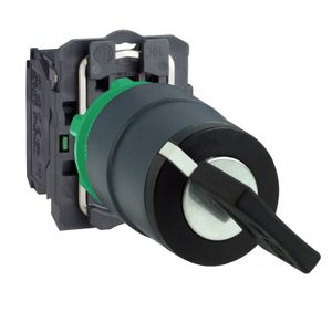 SELECTOR Ø 22MM NEGRO MANETA CORTA 3 POSC. 1FIJA + 2 C-RETORNO AL CENTRO 2NA IP65