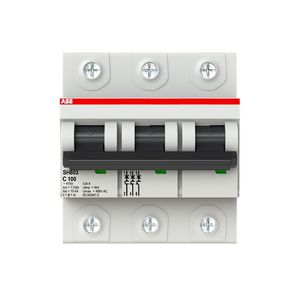 INTERRUPTOR TERMOMAGNÉTICO PARA RIEL-DIN SERIE SH800 TRIPOLAR (CURVA C), SH803-C100 IN=100 A ICU=10KA