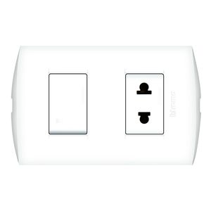 INT. UNIP.10A+TOMA 2P UNIV. Ã¸. 4.8MM 16A-250V MODUS STYLE BLANCO, PLACA BLANCA