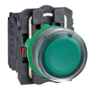 PULSADOR RASANTE LUMINOSO VERDE C/LED DE Ø 22MM, 24VAC 1NA+1NC IP66