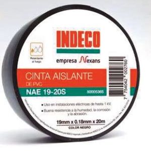 CINTA AISLANTE PVC NAE 19-20S 19MM(3/4") X 0.18MM X 20MT 1000V 80°C NEGRO
