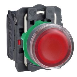 PULSADOR RASANTE LUMINOSO ROJO C/LED DE Ø 22MM, 230/240VAC 1NA+1NC IP66