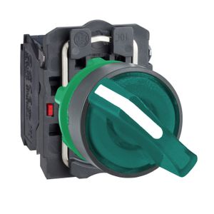 SELECTOR LUMINOSOS VERDE 2 POSICIONES C/LED DE Ø 22MM, 230/240VAC 1NA+1NC