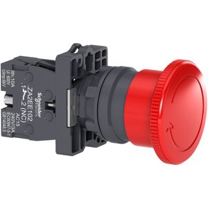 PULSADOR TIPO HONGO ROJO XA2 GIRAR P-DESENCLAVAR NC Ø22MM